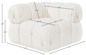 Meridian Furniture Orin Modular Corner Lounge Chair Plush Performance Velvet with Locking Latches for Sectional Use Cream 671Cream-Corner