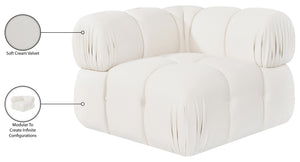 Meridian Furniture Orin Modular Corner Lounge Chair Plush Performance Velvet with Locking Latches for Sectional Use Cream 671Cream-Corner