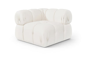 Meridian Furniture Orin Modular Corner Lounge Chair Plush Performance Velvet with Locking Latches for Sectional Use Cream 671Cream-Corner