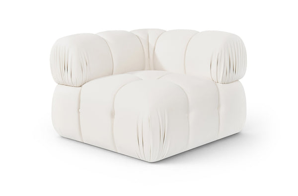 Meridian Furniture Orin Modular Corner Lounge Chair Plush Performance Velvet with Locking Latches for Sectional Use Cream 671Cream-Corner