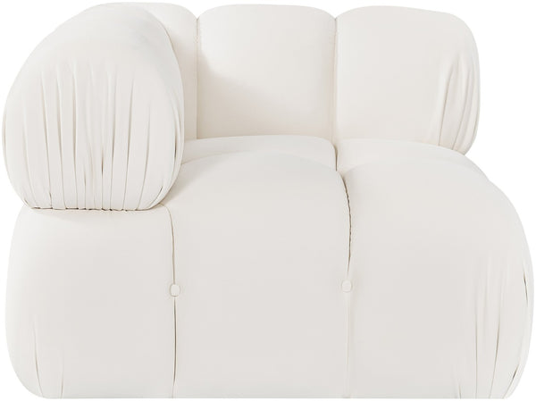 Meridian Furniture Orin Modular Corner Lounge Chair Plush Performance Velvet with Locking Latches for Sectional Use Cream 671Cream-Corner