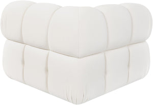 Meridian Furniture Orin Modular Corner Lounge Chair Plush Performance Velvet with Locking Latches for Sectional Use Cream 671Cream-Corner