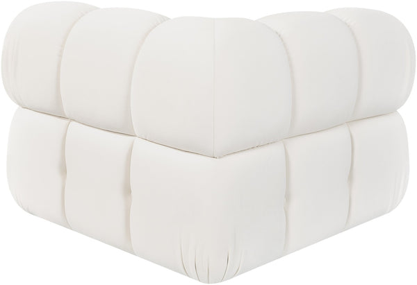 Meridian Furniture Orin Modular Corner Lounge Chair Plush Performance Velvet with Locking Latches for Sectional Use Cream 671Cream-Corner