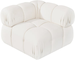 Meridian Furniture Orin Modular Corner Lounge Chair Plush Performance Velvet with Locking Latches for Sectional Use Cream 671Cream-Corner