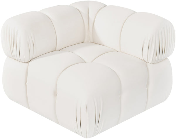 Meridian Furniture Orin Modular Corner Lounge Chair Plush Performance Velvet with Locking Latches for Sectional Use Cream 671Cream-Corner