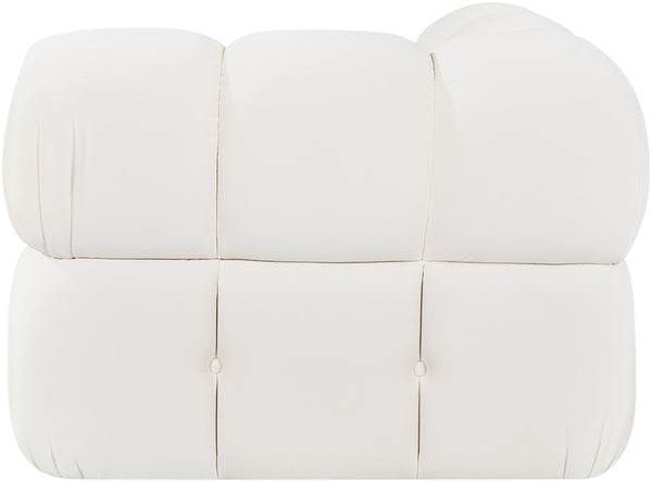 Meridian Furniture Orin Modular Corner Lounge Chair Plush Performance Velvet with Locking Latches for Sectional Use Cream 671Cream-Corner