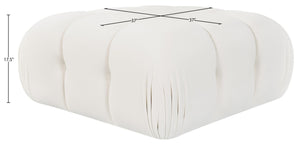Meridian Furniture Orin Velvet Modular Ottoman with Linkable Modules and Stain Resistant Fabric for Living Rooms Cream 671Cream-Ott