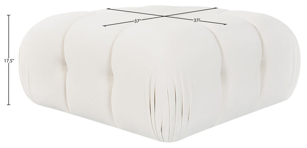 Meridian Furniture Orin Velvet Modular Ottoman with Linkable Modules and Stain Resistant Fabric for Living Rooms Cream 671Cream-Ott