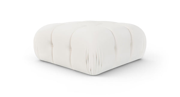 Meridian Furniture Orin Velvet Modular Ottoman with Linkable Modules and Stain Resistant Fabric for Living Rooms Cream 671Cream-Ott