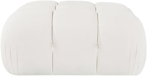 Meridian Furniture Orin Velvet Modular Ottoman with Linkable Modules and Stain Resistant Fabric for Living Rooms Cream 671Cream-Ott