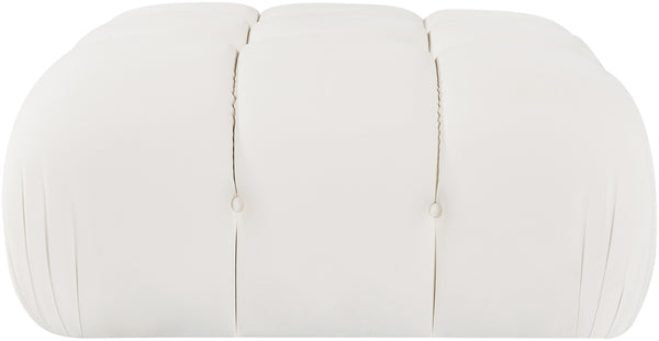 Meridian Furniture Orin Velvet Modular Ottoman with Linkable Modules and Stain Resistant Fabric for Living Rooms Cream 671Cream-Ott
