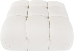 Meridian Furniture Orin Velvet Modular Ottoman with Linkable Modules and Stain Resistant Fabric for Living Rooms Cream 671Cream-Ott