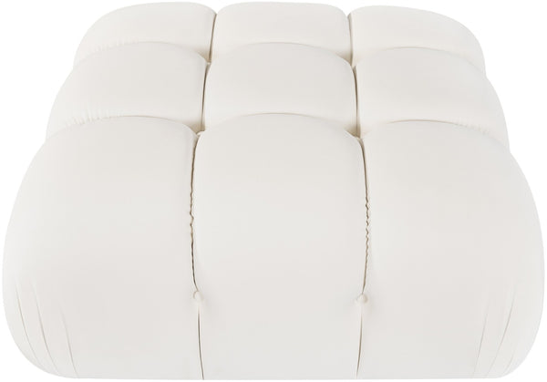 Meridian Furniture Orin Velvet Modular Ottoman with Linkable Modules and Stain Resistant Fabric for Living Rooms Cream 671Cream-Ott