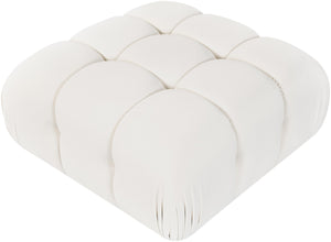 Meridian Furniture Orin Velvet Modular Ottoman with Linkable Modules and Stain Resistant Fabric for Living Rooms Cream 671Cream-Ott
