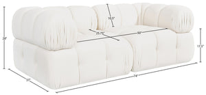 Meridian Furniture Orin Two Piece Modular Sofa with Stain Resistant Velvet for Modern Living Rooms 671Cream-S2A