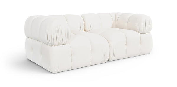 Meridian Furniture Orin Two Piece Modular Sofa with Stain Resistant Velvet for Modern Living Rooms 671Cream-S2A