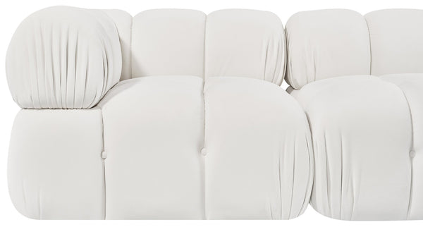 Meridian Furniture Orin Two Piece Modular Sofa with Stain Resistant Velvet for Modern Living Rooms 671Cream-S2A