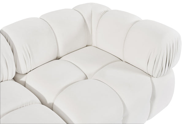 Meridian Furniture Orin Two Piece Modular Sofa with Stain Resistant Velvet for Modern Living Rooms 671Cream-S2A