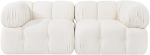 Meridian Furniture Orin Two Piece Modular Sofa with Stain Resistant Velvet for Modern Living Rooms 671Cream-S2A