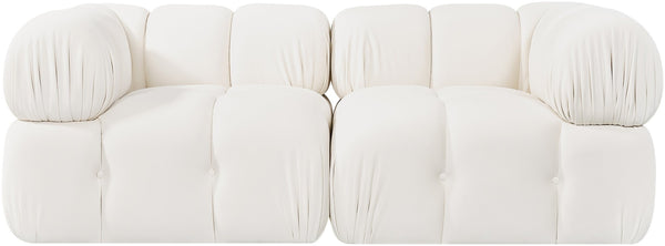 Meridian Furniture Orin Two Piece Modular Sofa with Stain Resistant Velvet for Modern Living Rooms 671Cream-S2A