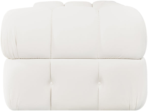 Meridian Furniture Orin Two Piece Modular Sofa with Stain Resistant Velvet for Modern Living Rooms 671Cream-S2A