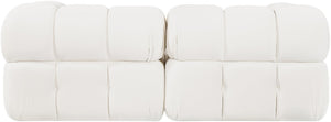 Meridian Furniture Orin Two Piece Modular Sofa with Stain Resistant Velvet for Modern Living Rooms 671Cream-S2A