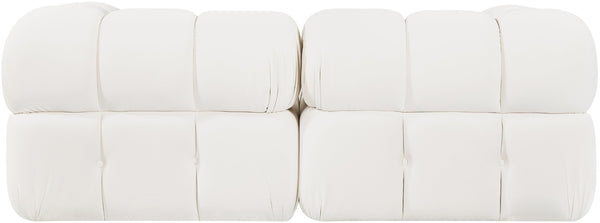 Meridian Furniture Orin Two Piece Modular Sofa with Stain Resistant Velvet for Modern Living Rooms 671Cream-S2A