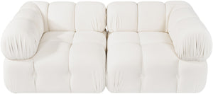 Meridian Furniture Orin Two Piece Modular Sofa with Stain Resistant Velvet for Modern Living Rooms 671Cream-S2A