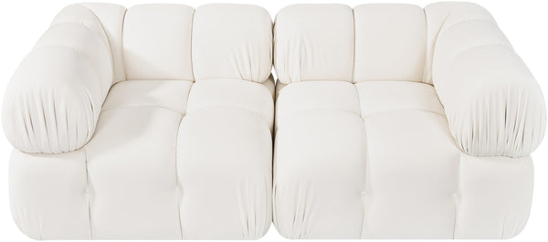 Meridian Furniture Orin Two Piece Modular Sofa with Stain Resistant Velvet for Modern Living Rooms 671Cream-S2A