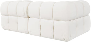 Meridian Furniture Orin Two Piece Modular Sofa with Stain Resistant Velvet for Modern Living Rooms 671Cream-S2A