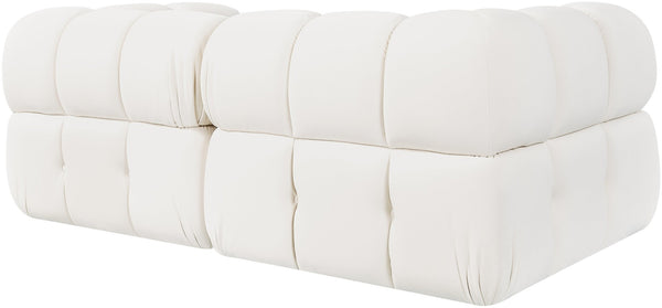 Meridian Furniture Orin Two Piece Modular Sofa with Stain Resistant Velvet for Modern Living Rooms 671Cream-S2A