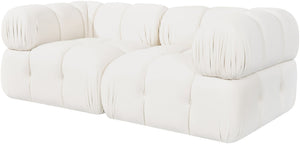 Meridian Furniture Orin Two Piece Modular Sofa with Stain Resistant Velvet for Modern Living Rooms 671Cream-S2A