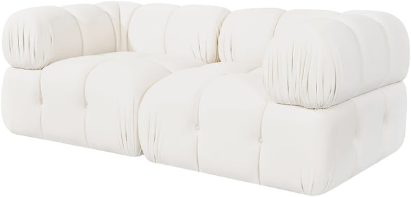 Meridian Furniture Orin Two Piece Modular Sofa with Stain Resistant Velvet for Modern Living Rooms 671Cream-S2A