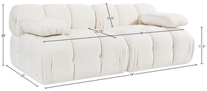 Meridian Furniture Orin Two Piece Modular Sofa in Stain Resistant Cream Velvet for Modern Living Rooms 671Cream-S2B