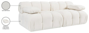 Meridian Furniture Orin Two Piece Modular Sofa in Stain Resistant Cream Velvet for Modern Living Rooms 671Cream-S2B