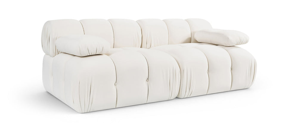 Meridian Furniture Orin Two Piece Modular Sofa in Stain Resistant Cream Velvet for Modern Living Rooms 671Cream-S2B