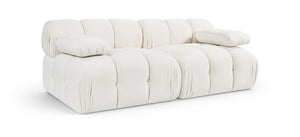 Meridian Furniture Orin Two Piece Modular Sofa in Stain Resistant Cream Velvet for Modern Living Rooms 671Cream-S2B