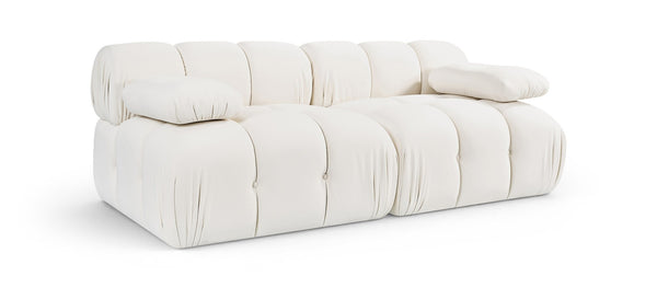 Meridian Furniture Orin Two Piece Modular Sofa in Stain Resistant Cream Velvet for Modern Living Rooms 671Cream-S2B