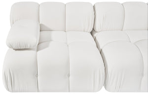 Meridian Furniture Orin Two Piece Modular Sofa in Stain Resistant Cream Velvet for Modern Living Rooms 671Cream-S2B