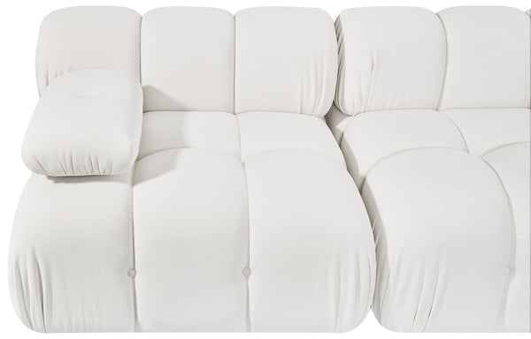 Meridian Furniture Orin Two Piece Modular Sofa in Stain Resistant Cream Velvet for Modern Living Rooms 671Cream-S2B