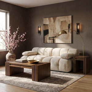 Meridian Furniture Orin Two Piece Modular Sofa in Stain Resistant Cream Velvet for Modern Living Rooms 671Cream-S2B