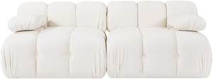 Meridian Furniture Orin Two Piece Modular Sofa in Stain Resistant Cream Velvet for Modern Living Rooms 671Cream-S2B