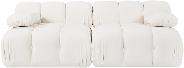 Meridian Furniture Orin Two Piece Modular Sofa in Stain Resistant Cream Velvet for Modern Living Rooms 671Cream-S2B
