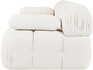 Meridian Furniture Orin Two Piece Modular Sofa in Stain Resistant Cream Velvet for Modern Living Rooms 671Cream-S2B