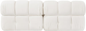 Meridian Furniture Orin Two Piece Modular Sofa in Stain Resistant Cream Velvet for Modern Living Rooms 671Cream-S2B