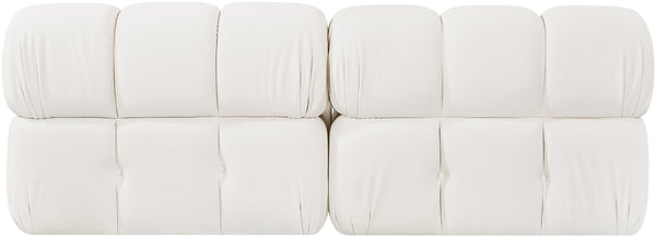 Meridian Furniture Orin Two Piece Modular Sofa in Stain Resistant Cream Velvet for Modern Living Rooms 671Cream-S2B