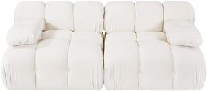 Meridian Furniture Orin Two Piece Modular Sofa in Stain Resistant Cream Velvet for Modern Living Rooms 671Cream-S2B