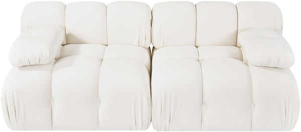 Meridian Furniture Orin Two Piece Modular Sofa in Stain Resistant Cream Velvet for Modern Living Rooms 671Cream-S2B