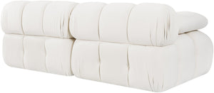 Meridian Furniture Orin Two Piece Modular Sofa in Stain Resistant Cream Velvet for Modern Living Rooms 671Cream-S2B