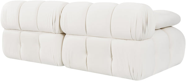 Meridian Furniture Orin Two Piece Modular Sofa in Stain Resistant Cream Velvet for Modern Living Rooms 671Cream-S2B